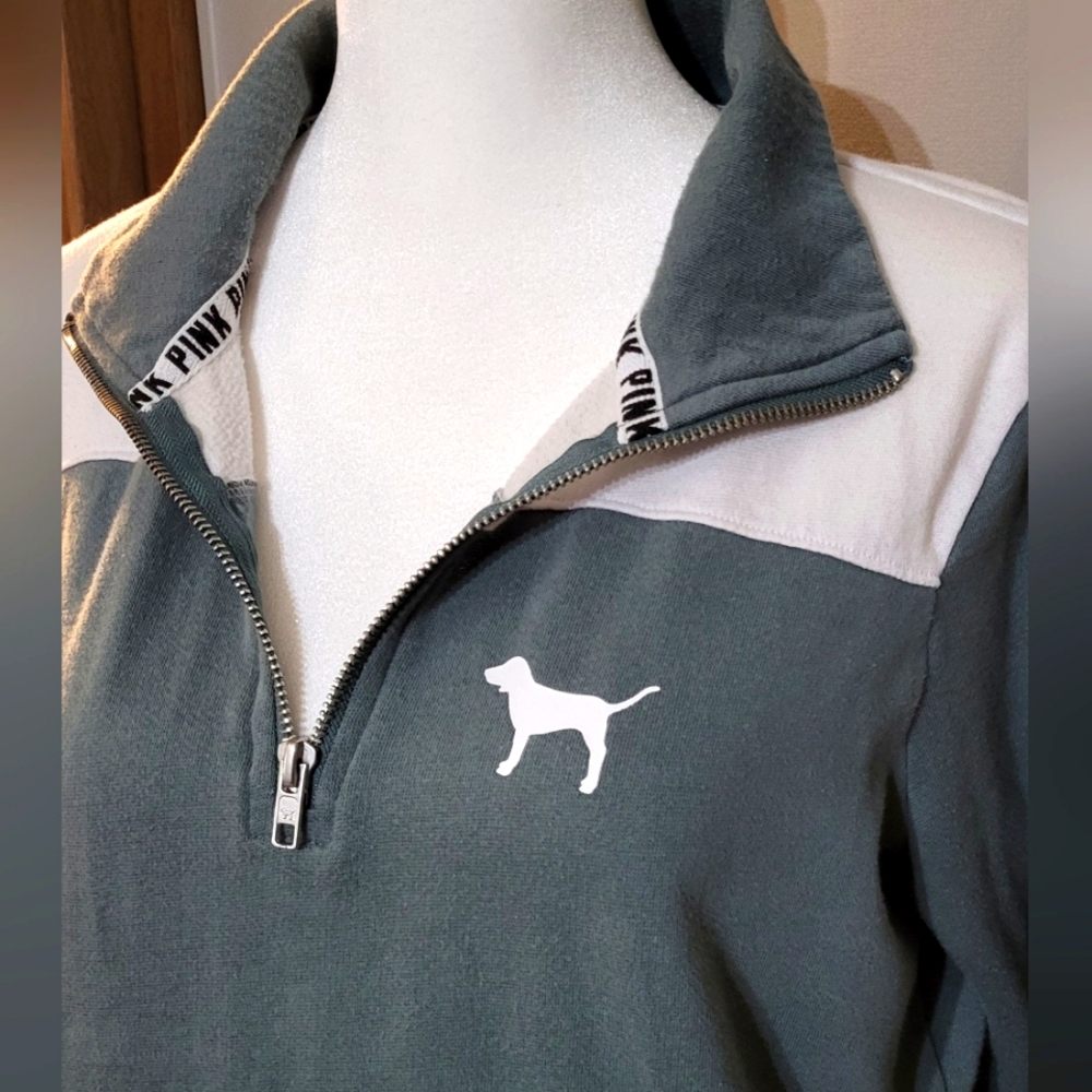 Victoria's Secret PINK 1/4 zip high collar fleece puppy dog sweatshirt pullover - Picture 5 of 10